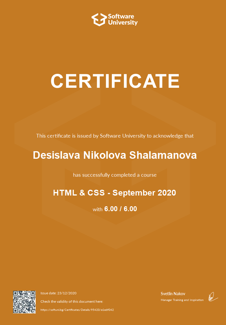 certificate HTML/CSS